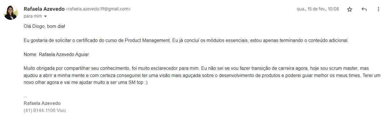 Depoimento Rafaela